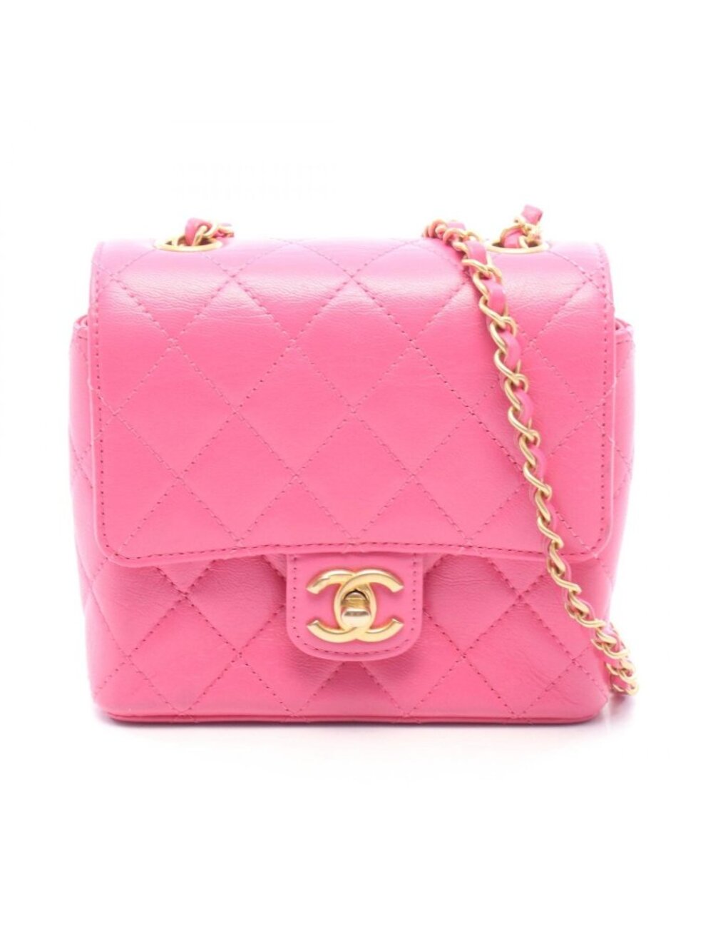 Chanel Shoulder Bag Quilted Small Flap Pink Leather Chain